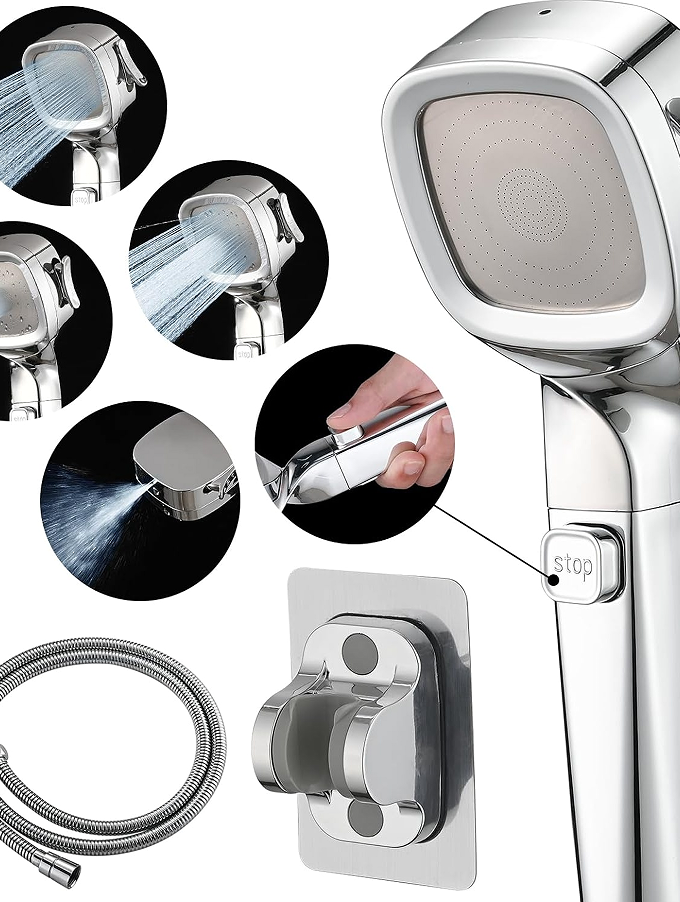 Detachable Water-Saving Dual Showerhead - Rain shower and handheld modes to meet the needs of the whole family