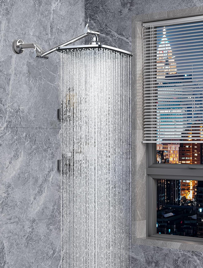 Adjustable Rain Shower Head System - Stainless steel extension arm for free positioning