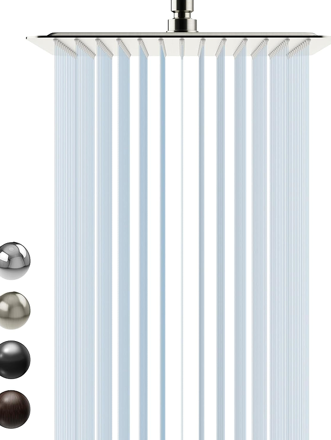 Full-coverage Rain Shower Head - Square wide-area design for full body coverage